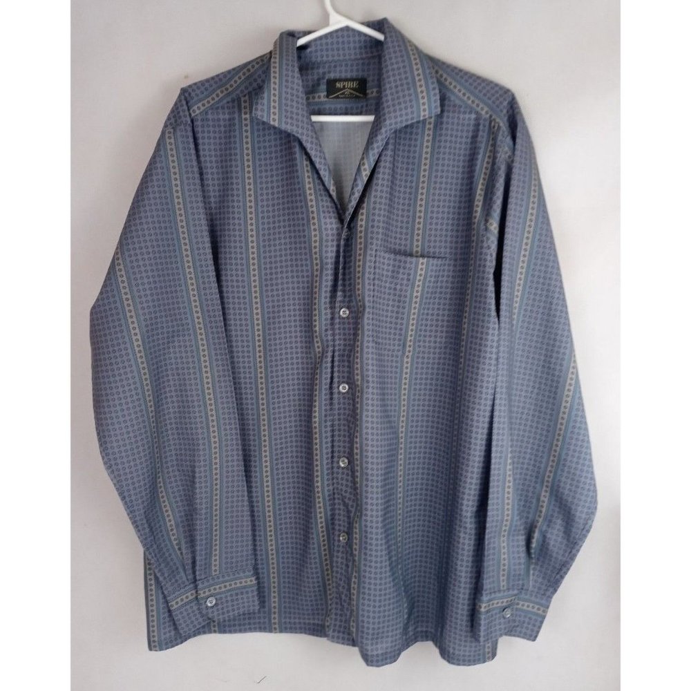Vintage 70's Spire Men's Casual Dress Shirt With Geometric Designs Size XL